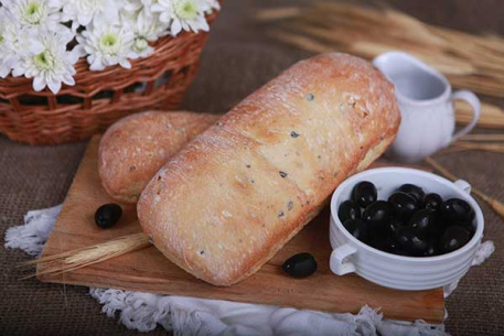Хлеб Чиабатта с маслинами 0.220кг